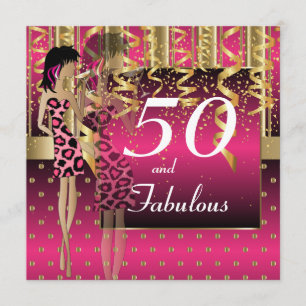 50e Verjaardag Feest Meisjes Feest Roze & Goud Kaart