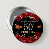 50e verjaardag Floral Butterfly Button (Voorkant /achterkant)