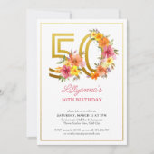50e verjaardag Floral Gold Number 50 Kaart (Voorkant)