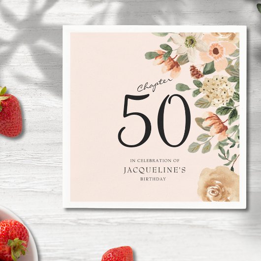 50e  verjaardag Floral Servet