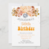 50e verjaardag Floral Sinaasappel Discobal Kaart (Voorkant)