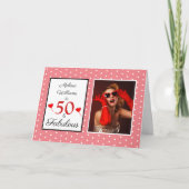 50e verjaardag Foto 50 & Fabulous Pink White Kaart (Voorkant)
