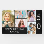 50e verjaardag Foto Collage 5 Afbeelding Zwart wit Spandoek (Horizontaal)