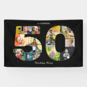 50e verjaardag Foto Collage Black White Spandoek (Horizontaal)