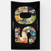 50e verjaardag Foto Collage Black White Spandoek (Verticaal)