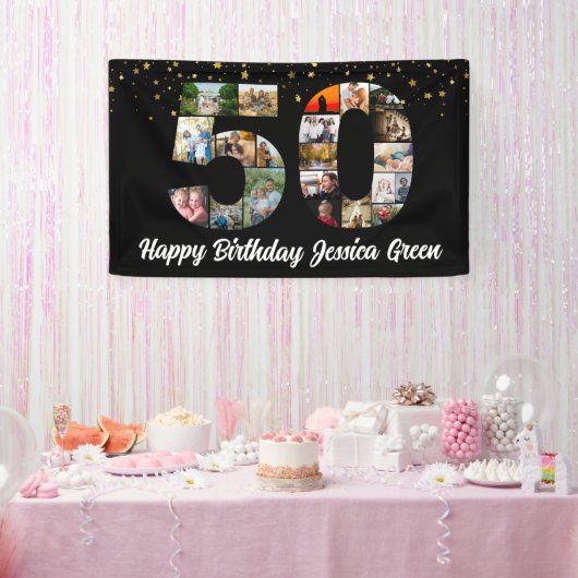 50e verjaardag Foto Collage event party Spandoek (Feest)