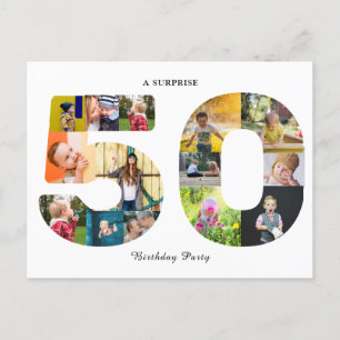50e verjaardag Foto Collage White Briefkaart