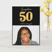 50e verjaardag Foto Gold Modern Kaart (Gele Bloem)