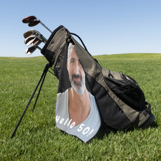 50e verjaardag foto hallo 50 golfhanddoek (Groen)