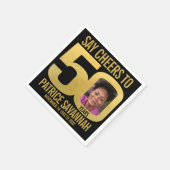 50e verjaardag foto juicht zwarte en gouden servet (Hoek)