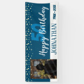 50e verjaardag Foto met Confetti Blue Spandoek (Verticaal)