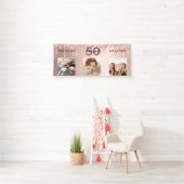 50e verjaardag foto roos gouden druppels spandoek (Insitu)