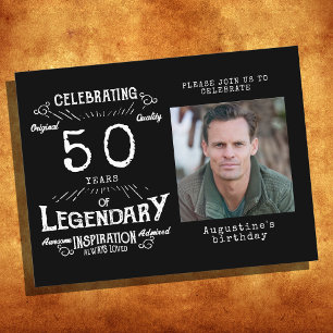 50e verjaardag Foto van Black Birthday Invites Briefkaart