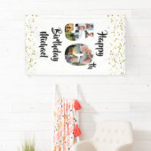 50e verjaardag Fotocollage Nummers Confetti Gold Spandoek (Insitu)