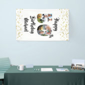 50e verjaardag Fotocollage Nummers Confetti Gold Spandoek (Beurs)