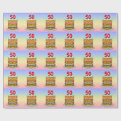 50e verjaardag: Fun Cake and Candles + Custom Name Cadeaupapier (Vlak)