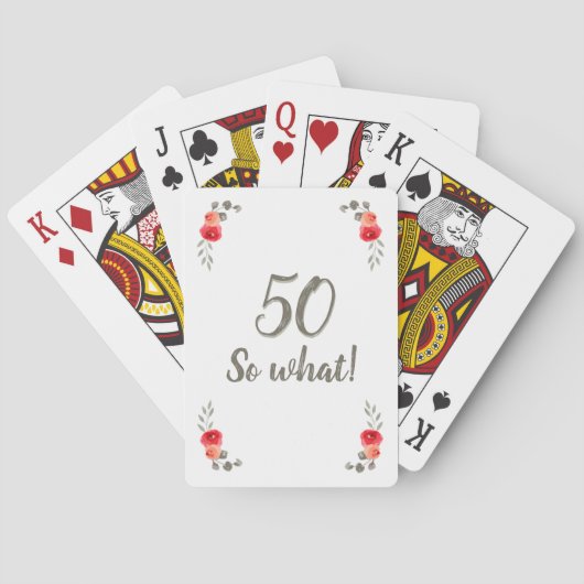 50e verjaardag Funny Gezegde Waterverf Floral Woma Pokerkaarten (Achterkant)