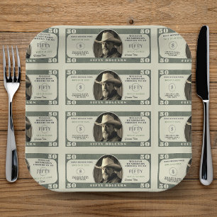 50e verjaardag gejuich voor 50 dollar Bill Papieren Bordje