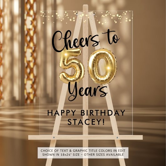 50e verjaardag gejuich voor 50 jaar welkomstbord acryl bord