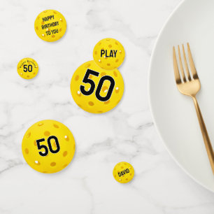 50e verjaardag gele pickleball confetti