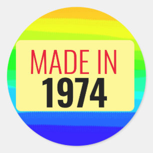 50e verjaardag gemaakt in 1974 50 jaar oud ronde sticker