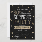 50e verjaardag Glitter Confetti Surprise Party Kaart (Voorkant)