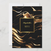 50e verjaardag Gold Black Abstracte uitnodiging (Achterkant)