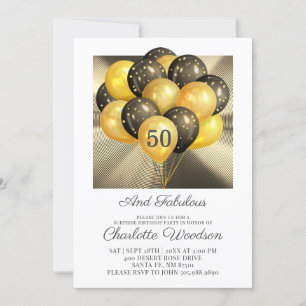50e verjaardag Gold Black Glitter Metallic Kaart