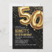 50e verjaardag Gold Black Uitnodiging (Voorkant)
