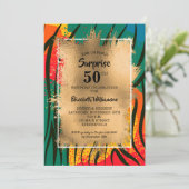 50e verjaardag Gold Colorful Zebra Kaart (Staand voorkant)