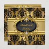50e verjaardag Gold Damask Black 2 Kaart (Voorkant / Achterkant)