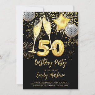 50e verjaardag Gold Glitter Confetti Champagne Kaart