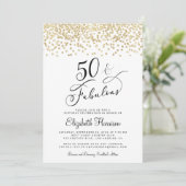 50e verjaardag Gold Glitter Kaart (Staand voorkant)