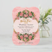 50e verjaardag Gold Glitter Rozen Kaart (Staand voorkant)