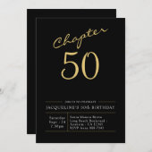 50e verjaardag Gold Modern Script Black Kaart (Voorkant / Achterkant)