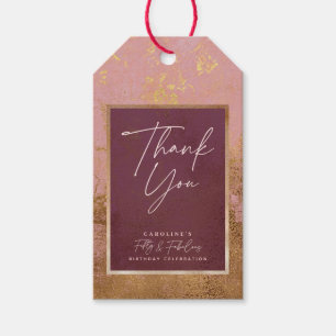 50e verjaardag Gold & Roze Hartelijk dank Label ca Cadeaulabel