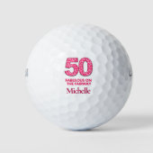 50e verjaardag Golfer 50 en fantastische roze luip Golfballen (Voorkant)