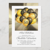 50e Verjaardag Goud Zwart Glitter Metaalachtig Kaart (Voorkant / Achterkant)