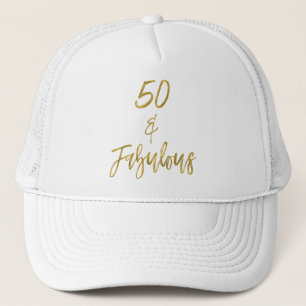 50e verjaardag Gouden folie en witte trucker hoed Pet