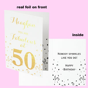 50e verjaardag Gouden folie Fabulous op 50 Kaarten