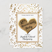 50e verjaardag Gouden Glitter - Uitnodiging Feest (Voorkant / Achterkant)