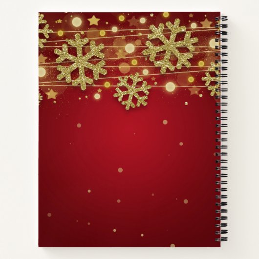 50e verjaardag Gouden Rode Winter Notitieboek (Achterkant)