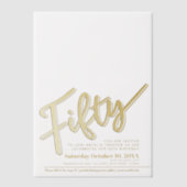 50e verjaardag gouden script tekst overlay vellum uitnodigingen (Voorkant)
