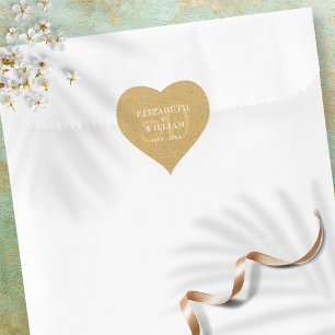 50e verjaardag Gouden Stof Confetti Hart Sticker