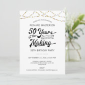 50e verjaardag gouden string lichten kaart (Staand voorkant)