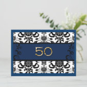 50e verjaardag, goudolie, uitnodiging (Staand voorkant)