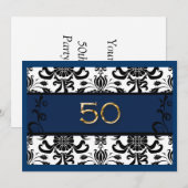 50e verjaardag, goudolie, uitnodiging (Voorkant / Achterkant)