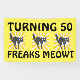 50E VERJAARDAG GRAPPIGE KATTENBANNER SPANDOEK