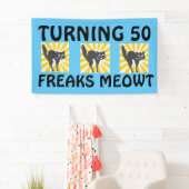 50E VERJAARDAG GRAPPIGE KATTENBANNER SPANDOEK (Insitu)