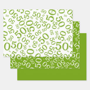 50e verjaardag Groen en Wit Willekeurig patroon va Inpakpapier Vel